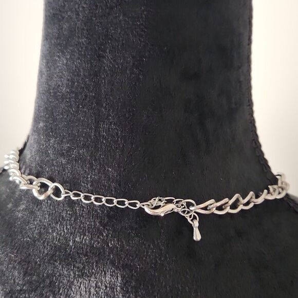 Statement Bubble Bib Necklace – Faceted Nude Beads & Silver Chain - Picture 4 of 4